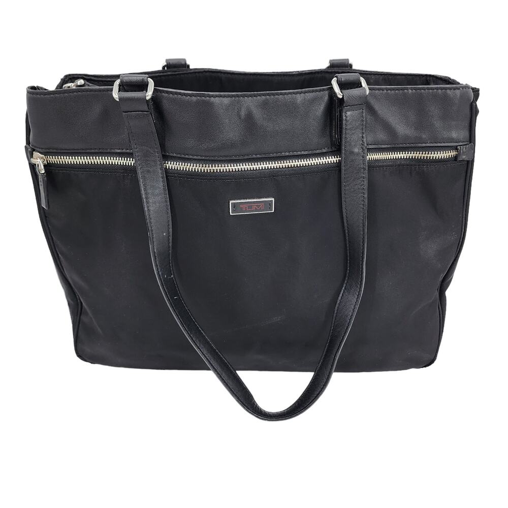 TUMI Black Nylon Leather Trimmed Travel Shoulder Professional Briefcase